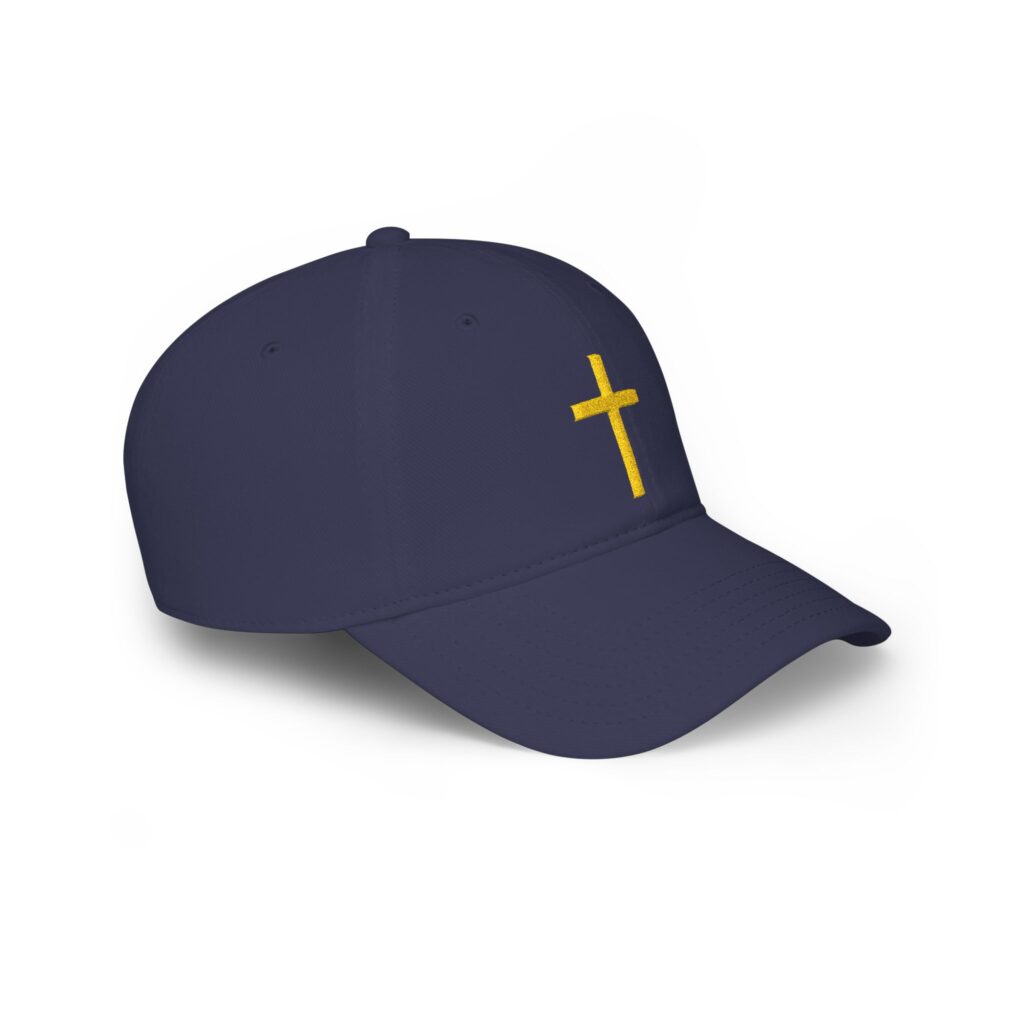 Embroidered Gold Cross Baseball Cap — Christian Faith Low Profile Hat