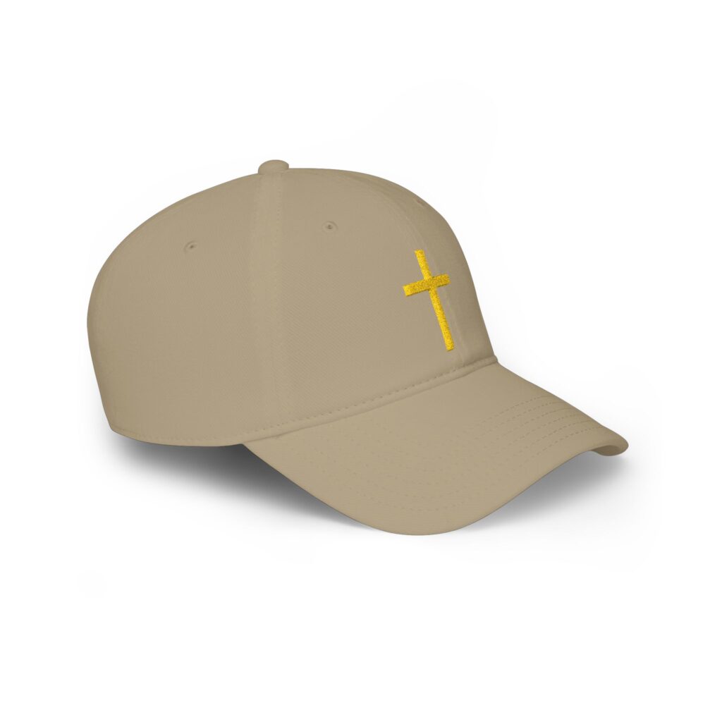 Embroidered Gold Cross Baseball Cap — Christian Faith Low Profile Hat