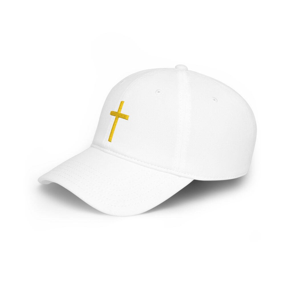 Embroidered Gold Cross Baseball Cap — Christian Faith Low Profile Hat