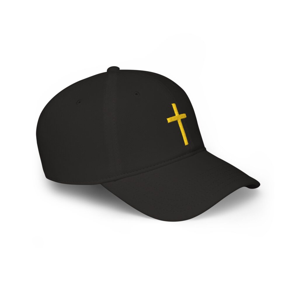 Embroidered Gold Cross Baseball Cap — Christian Faith Low Profile Hat