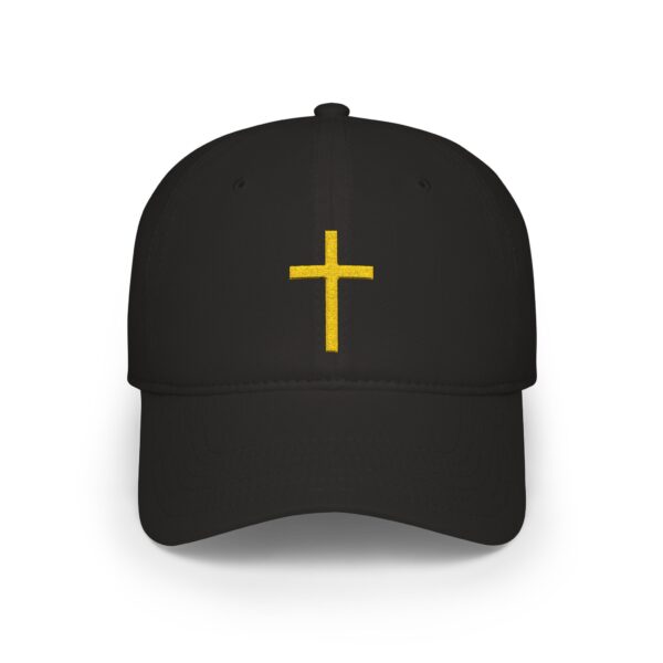 Embroidered Gold Cross Baseball Cap — Christian Faith Low Profile Hat