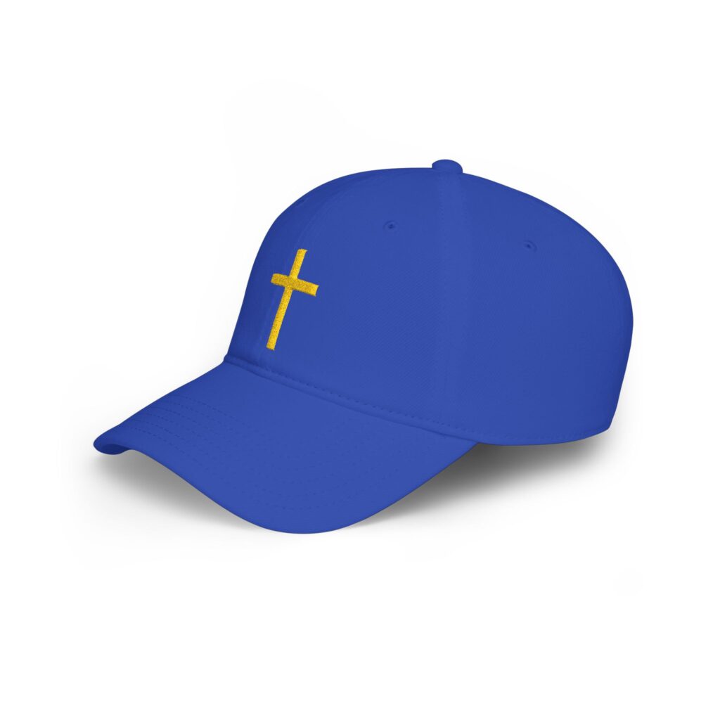 Embroidered Gold Cross Baseball Cap — Christian Faith Low Profile Hat