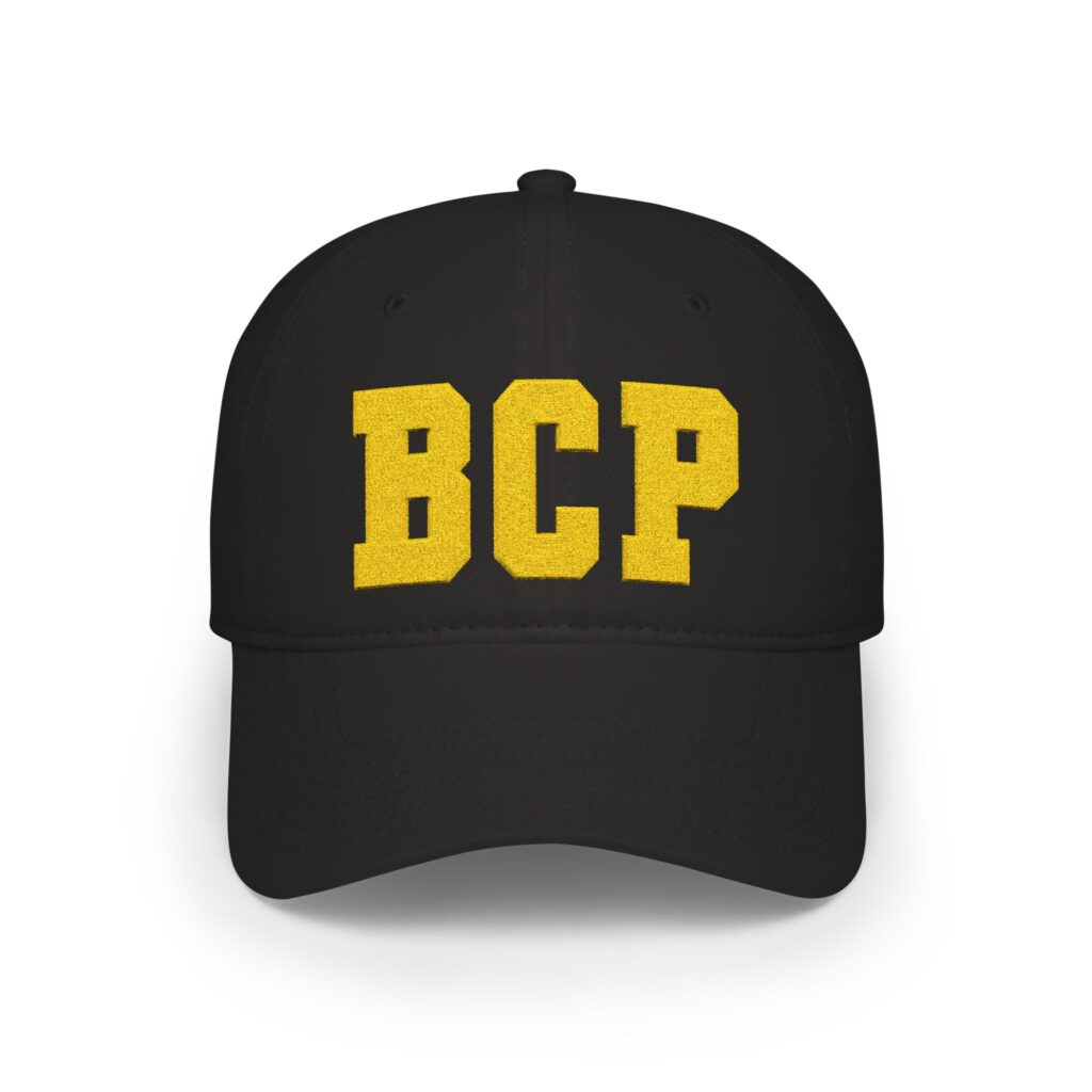 BCP Embroidered Low Profile Baseball Cap — Red & Gold Casual Team Hat