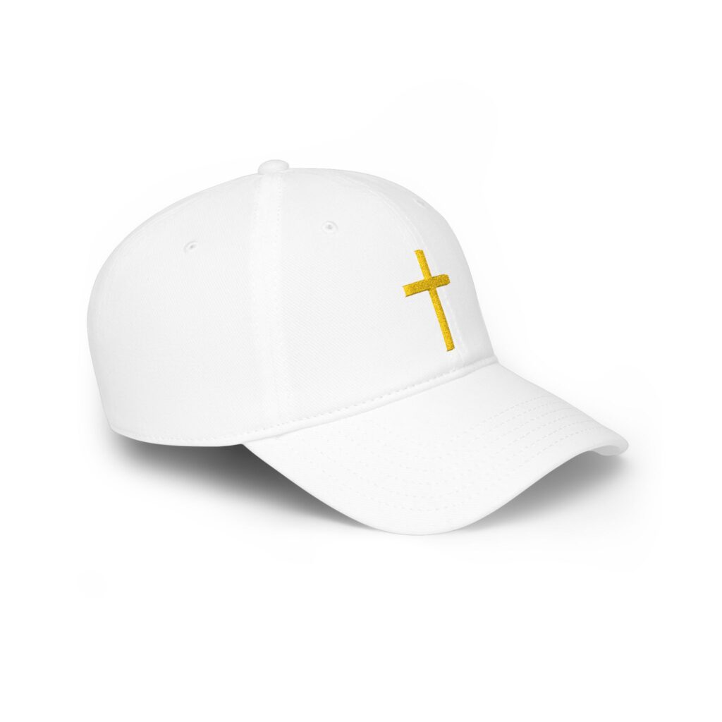 Embroidered Gold Cross Baseball Cap — Christian Faith Low Profile Hat