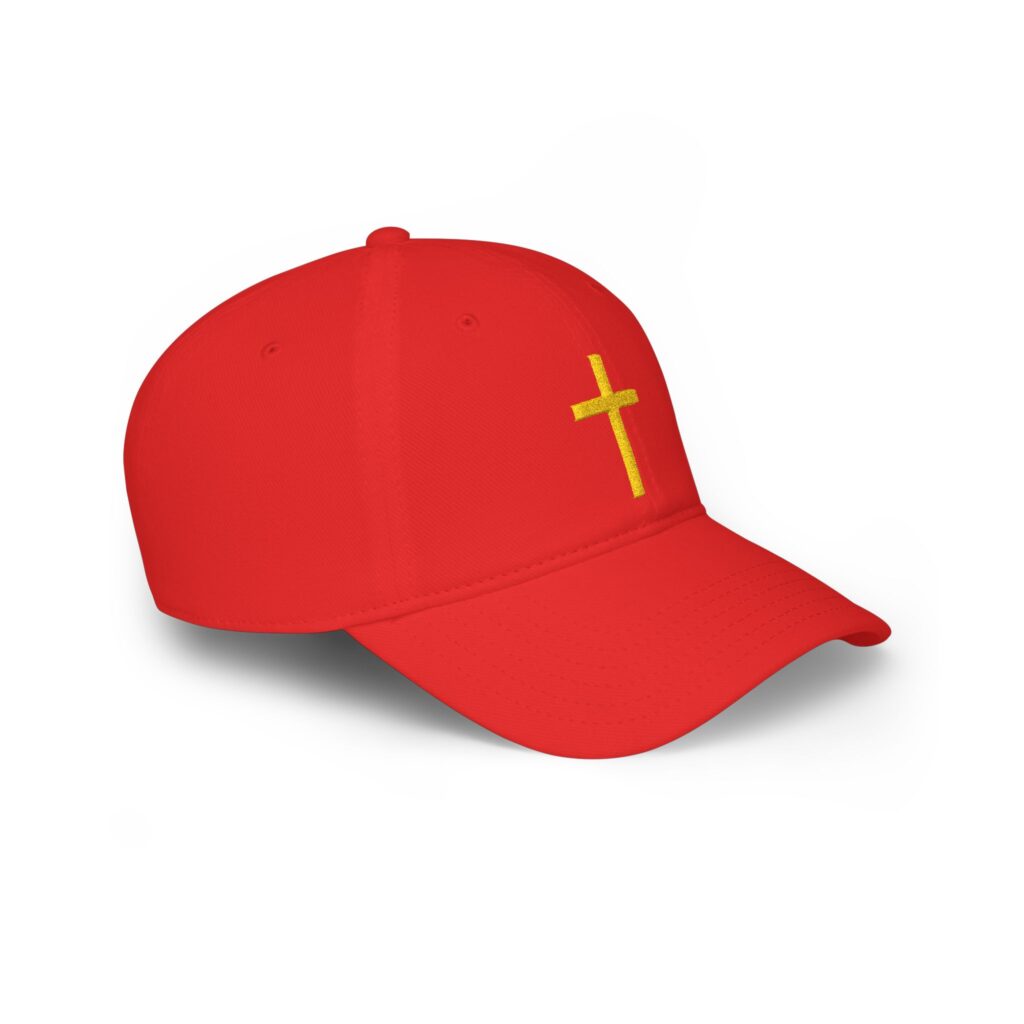 Embroidered Gold Cross Baseball Cap — Christian Faith Low Profile Hat