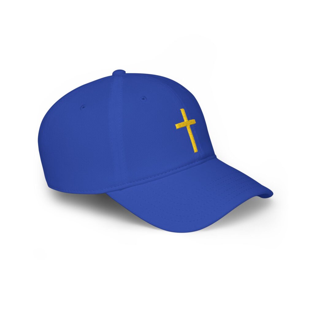 Embroidered Gold Cross Baseball Cap — Christian Faith Low Profile Hat