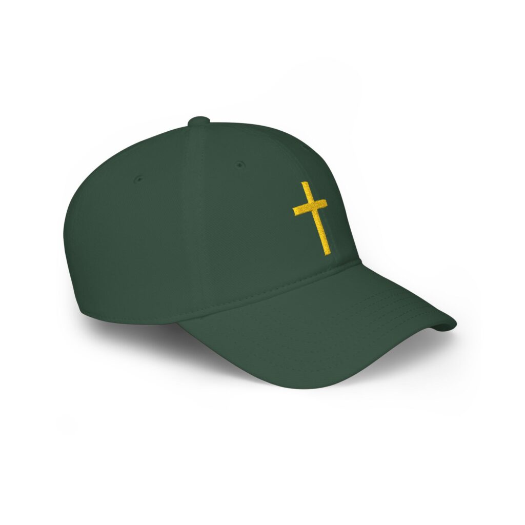 Embroidered Gold Cross Baseball Cap — Christian Faith Low Profile Hat