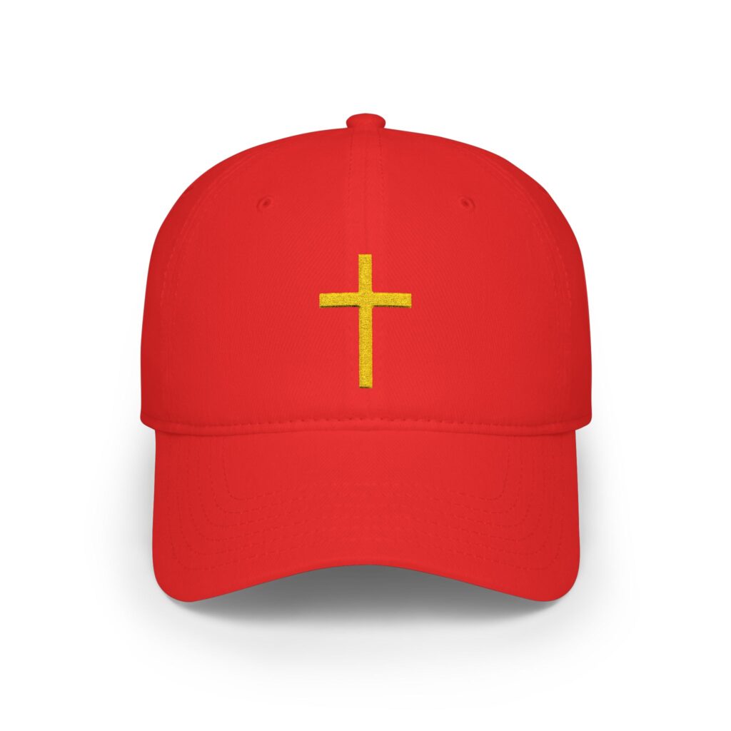 Embroidered Gold Cross Baseball Cap — Christian Faith Low Profile Hat