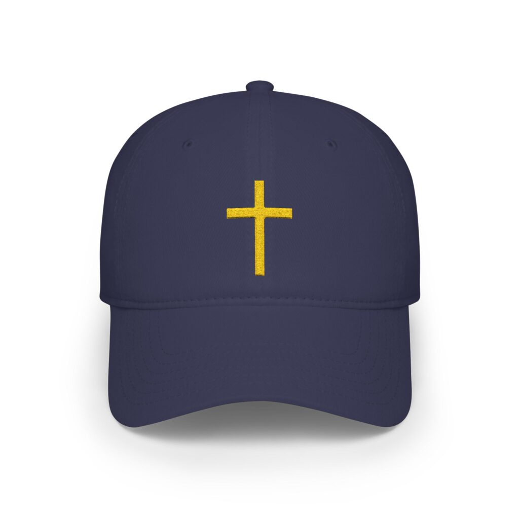 Embroidered Gold Cross Baseball Cap — Christian Faith Low Profile Hat