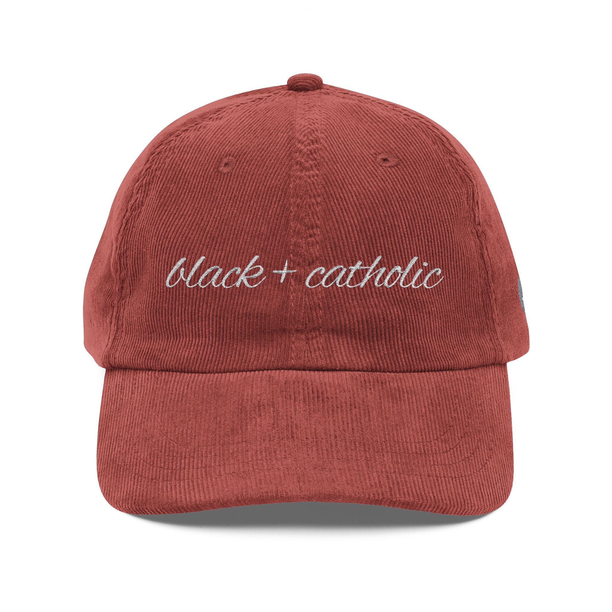 Black + Catholic Corduroy Hat - Image 1