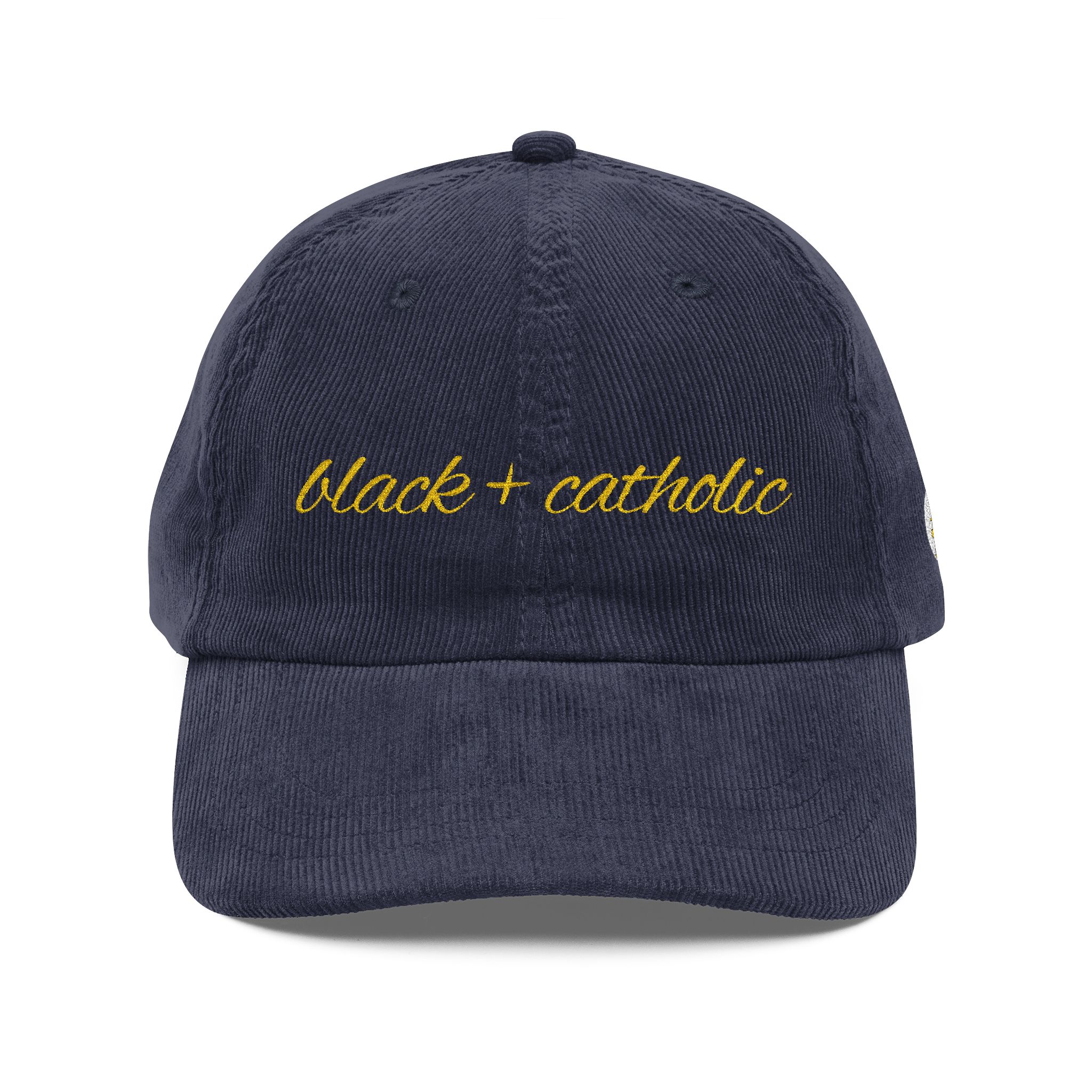 Black + Catholic Corduroy Hat (Gold) - Image 13