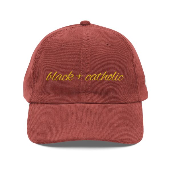 Black + Catholic Corduroy Hat (Gold)